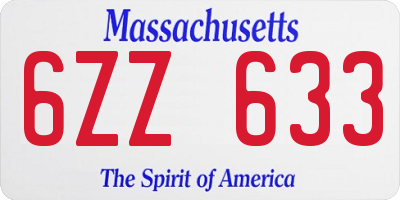MA license plate 6ZZ633