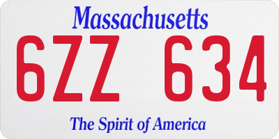 MA license plate 6ZZ634