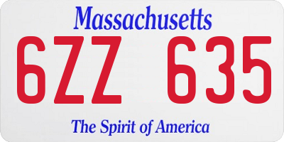 MA license plate 6ZZ635