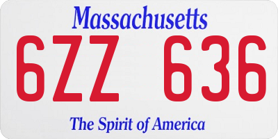 MA license plate 6ZZ636
