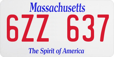 MA license plate 6ZZ637