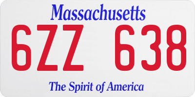 MA license plate 6ZZ638