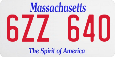 MA license plate 6ZZ640