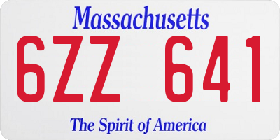 MA license plate 6ZZ641