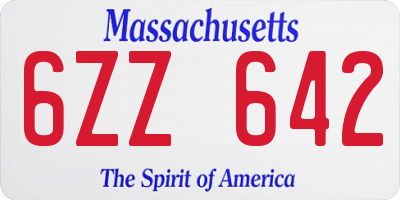 MA license plate 6ZZ642
