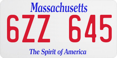 MA license plate 6ZZ645