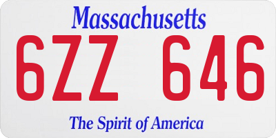 MA license plate 6ZZ646