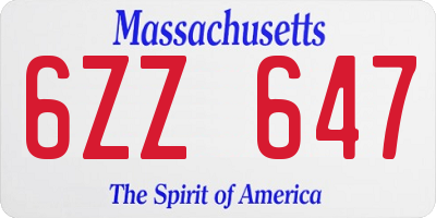 MA license plate 6ZZ647