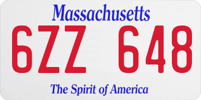 MA license plate 6ZZ648