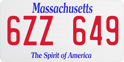 MA license plate 6ZZ649
