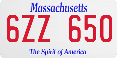 MA license plate 6ZZ650