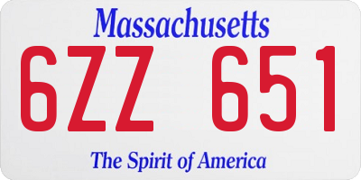 MA license plate 6ZZ651