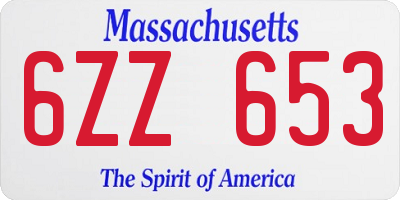 MA license plate 6ZZ653