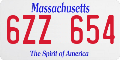 MA license plate 6ZZ654