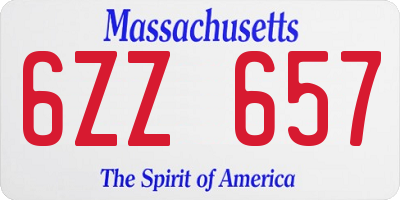 MA license plate 6ZZ657