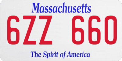 MA license plate 6ZZ660