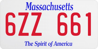 MA license plate 6ZZ661