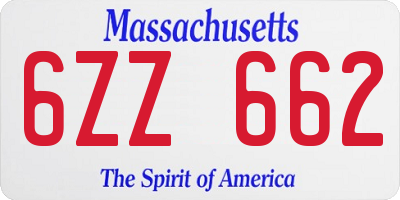MA license plate 6ZZ662