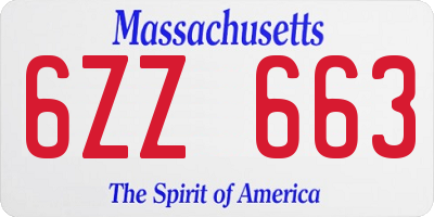 MA license plate 6ZZ663