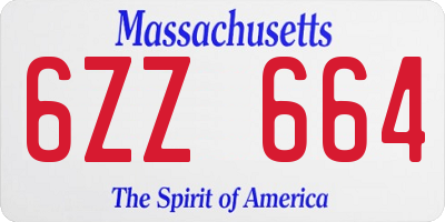MA license plate 6ZZ664