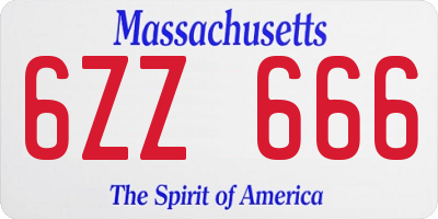 MA license plate 6ZZ666
