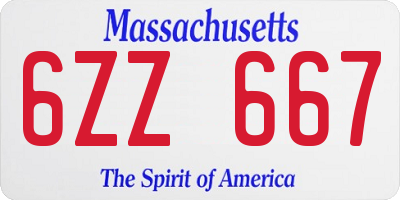 MA license plate 6ZZ667