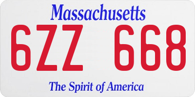 MA license plate 6ZZ668