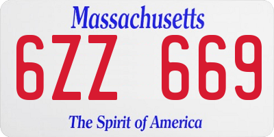MA license plate 6ZZ669