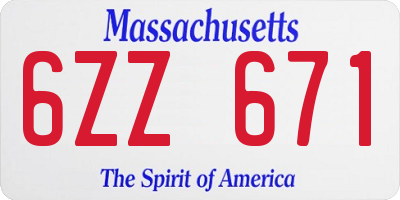 MA license plate 6ZZ671