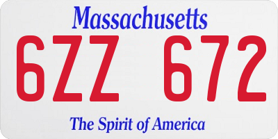 MA license plate 6ZZ672