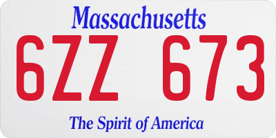 MA license plate 6ZZ673