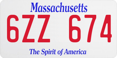 MA license plate 6ZZ674