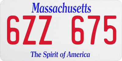 MA license plate 6ZZ675