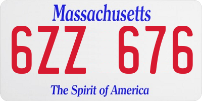 MA license plate 6ZZ676