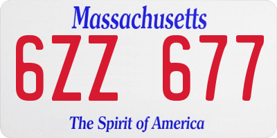 MA license plate 6ZZ677
