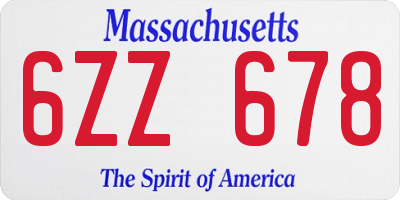MA license plate 6ZZ678