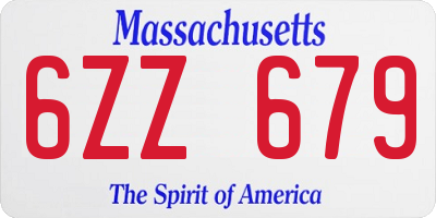 MA license plate 6ZZ679