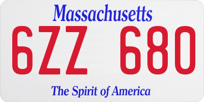 MA license plate 6ZZ680
