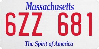 MA license plate 6ZZ681