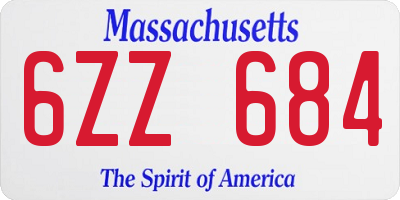 MA license plate 6ZZ684