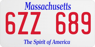 MA license plate 6ZZ689