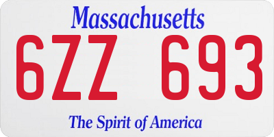 MA license plate 6ZZ693