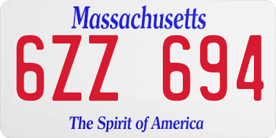 MA license plate 6ZZ694
