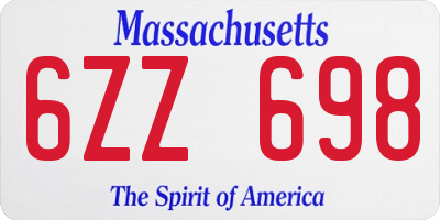 MA license plate 6ZZ698