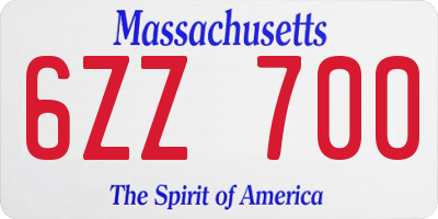 MA license plate 6ZZ700