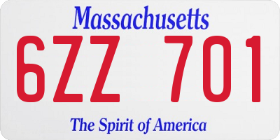 MA license plate 6ZZ701
