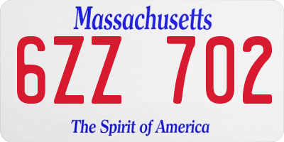 MA license plate 6ZZ702