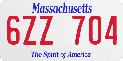 MA license plate 6ZZ704