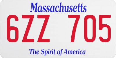 MA license plate 6ZZ705