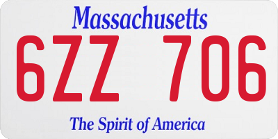 MA license plate 6ZZ706
